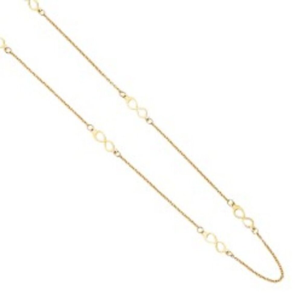 Solid Real 14K Yellow Infinity Chain Necklace